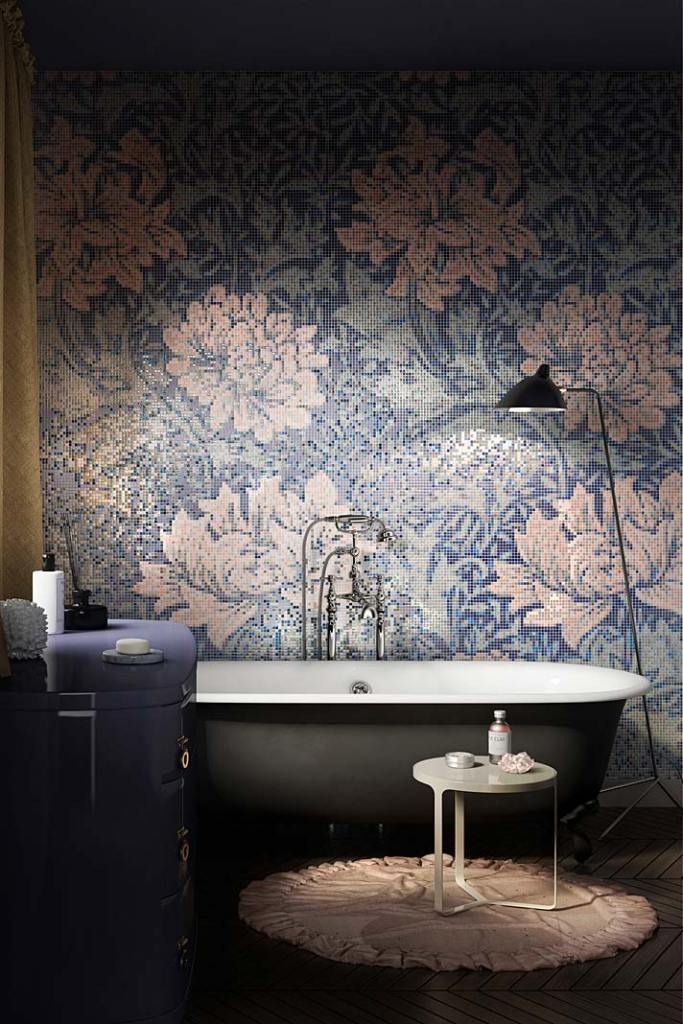 Co na ścianę w łazience Mozaika z motywem kwiatowym Ornamental marki Mosaico+