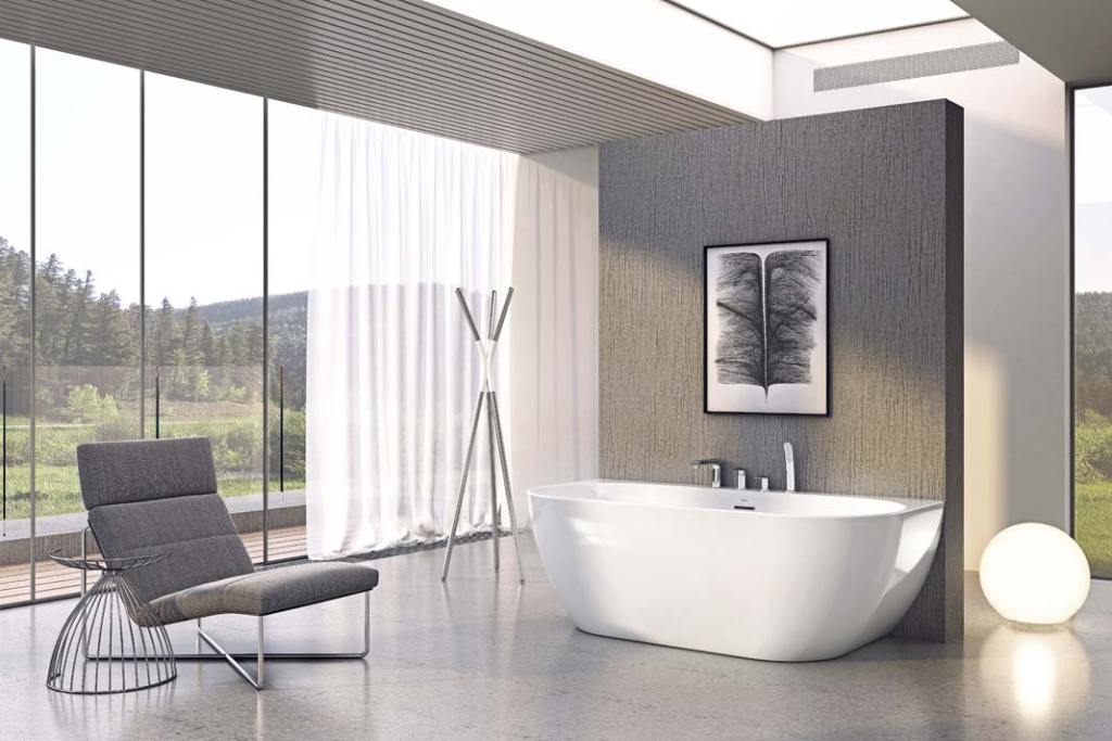 Freedom-W-with-Flat-026-Ultra-High-ResolutionRAVAK_wanna ustawiona na tle ściany z grafiką