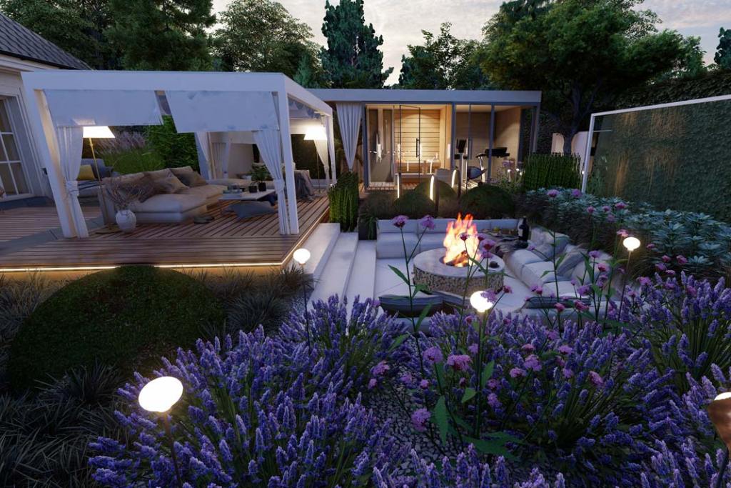 Aurea-Garden - projekt ogrodu z pergolą zewnętrzną