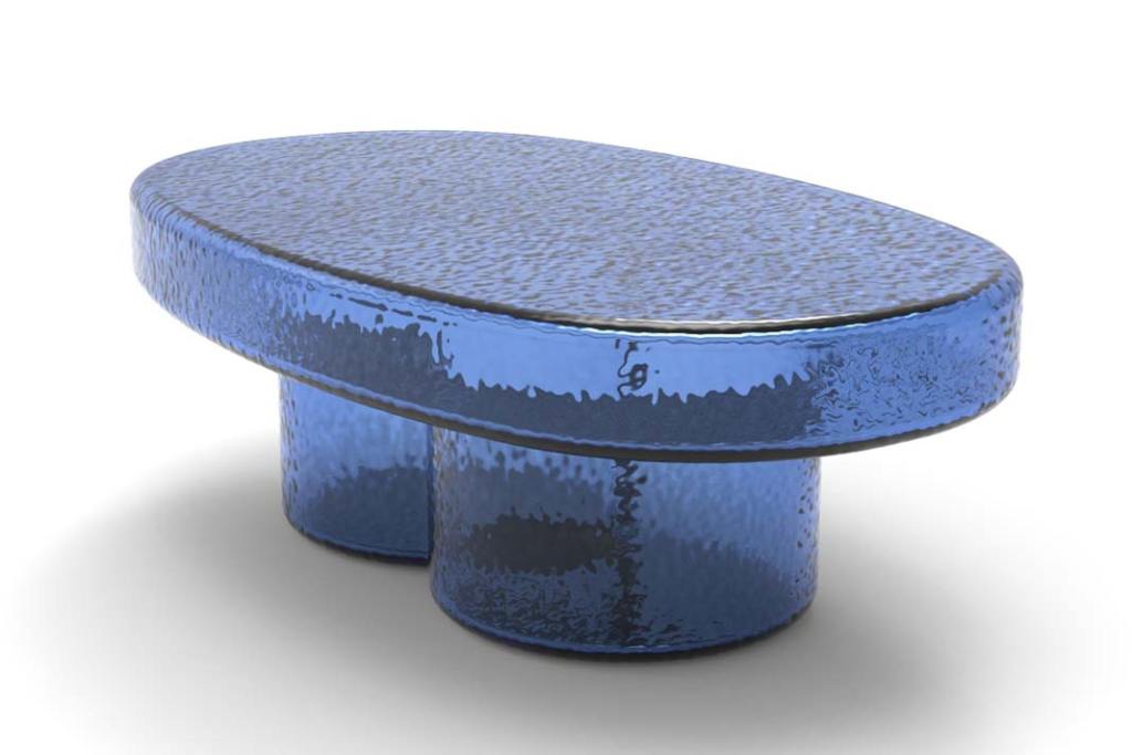 Soda-Oval-blue stolik kawowy z dmuchanego szkła