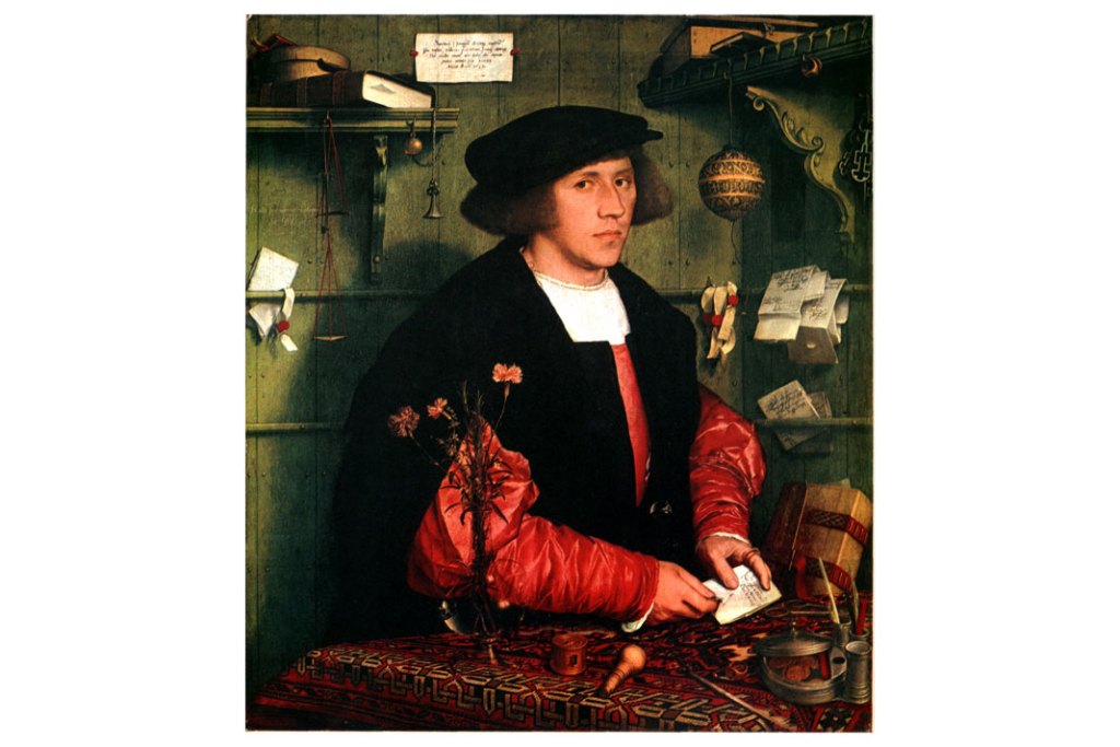 Hans Holbein Młodszy, Kupiec Georg Gisze, 1532, olej na desce dębowej, 86,2 x 97,5 cm
