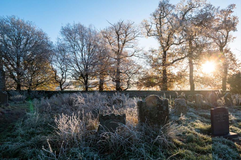 zimowy pejzaż w Felbrigg Hall - cmentarz