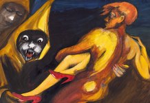 Sztuka na pokaz Andrzej Folfas, Upiory Goi, 1983, tusz, ekolina, brystol, 61 x 83 cm. Praca prezentowana w Galerii Xanadu.