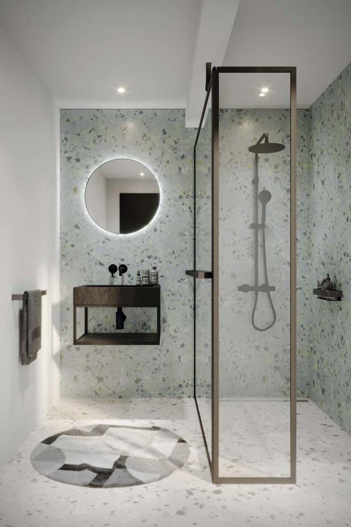 Jak częściowo zasłonić wejście do kabiny typu walk‑in? Sposób na to oferuje firma RIHO. Nowością w ofercie tej marki jest ruchomy element SWING o szerokości 40 cm, który można zestawić ze ścianką stałą Lucid. Element ma ramową konstrukcję i może być ustawiony na zewnątrz, na wprost lub do środka, co pozwala na lekką zmianę aranżacji strefy prysznica. drzwi do kabiny prysznicowej